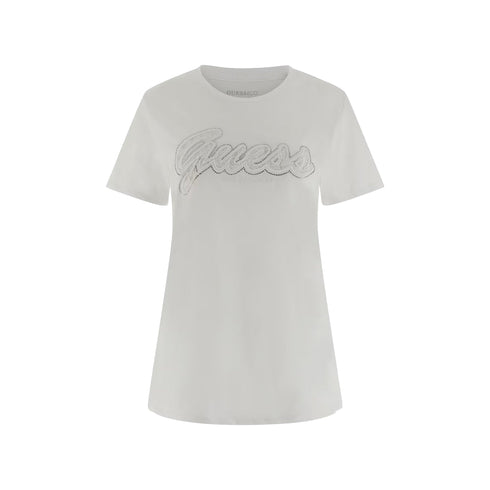 Guess T-shirt T-shirt Donna con logo in pizzo Bianco - Francavilla Moda